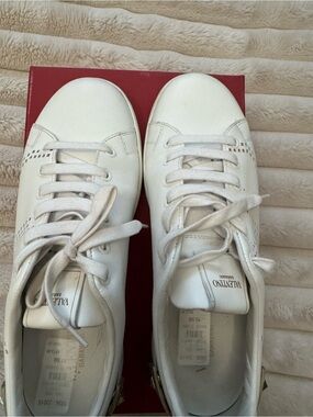 Valentino Garavani White and Red Box Sneakers